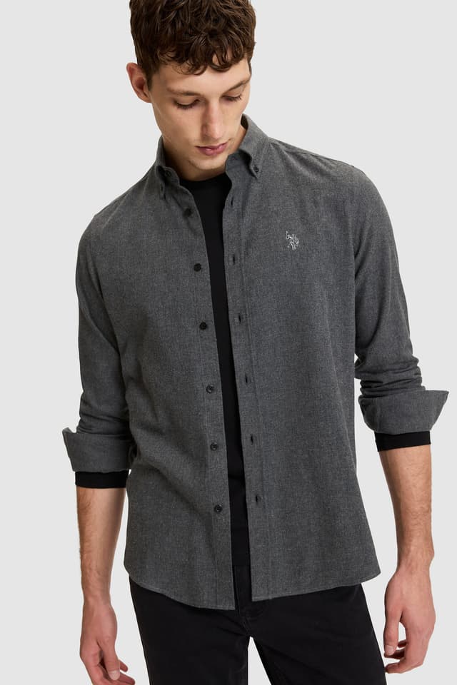 پیراهن مردانه U.S. Polo Assn. مشکی اسلیم فیت آستین بلند بیسیک مدل 50332397-VR046 پیراهن مردانه U.S. Polo Assn. مشکی اسلیم فیت آستین بلند بیسیک مدل 50332397-VR046