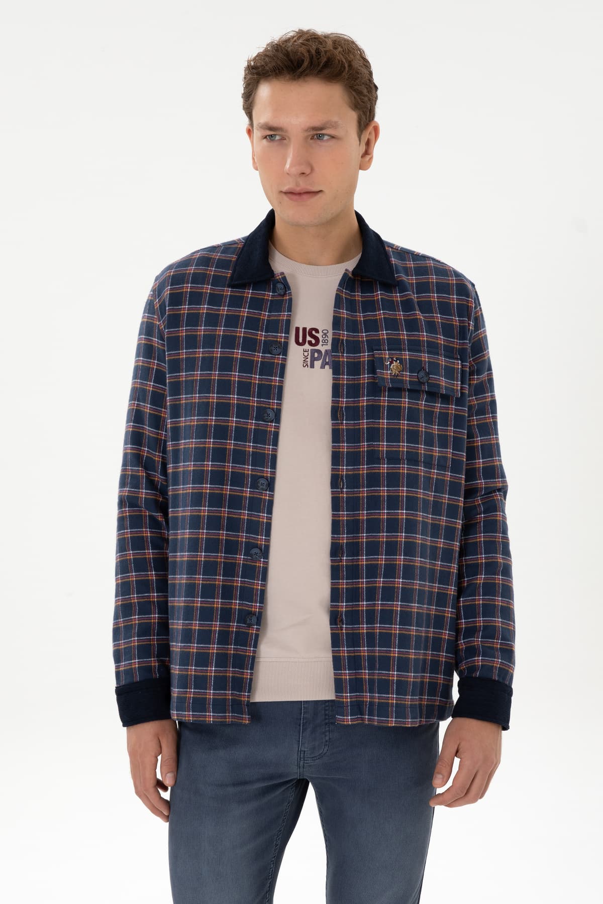 پیراهن مردانه U.S. Polo Assn. آستین بلند سرمهای چهارخانه جیبدار مدل 50316574-VR033 پیراهن مردانه U.S. Polo Assn. آستین بلند سرمهای چهارخانه جیبدار مدل 50316574-VR033