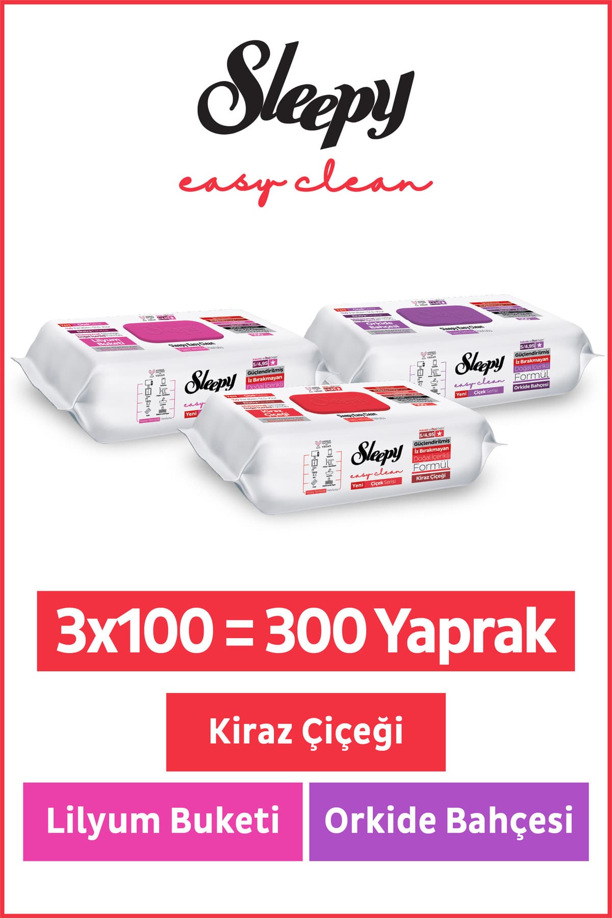 دستمال تمیزکننده سطح Sleepy Easy Clean لیلیوم ارکیده شکوفه گیلاس 3x100 300 برگ دستمال تمیزکننده سطح Sleepy Easy Clean لیلیوم ارکیده شکوفه گیلاس 3x100 300 برگ