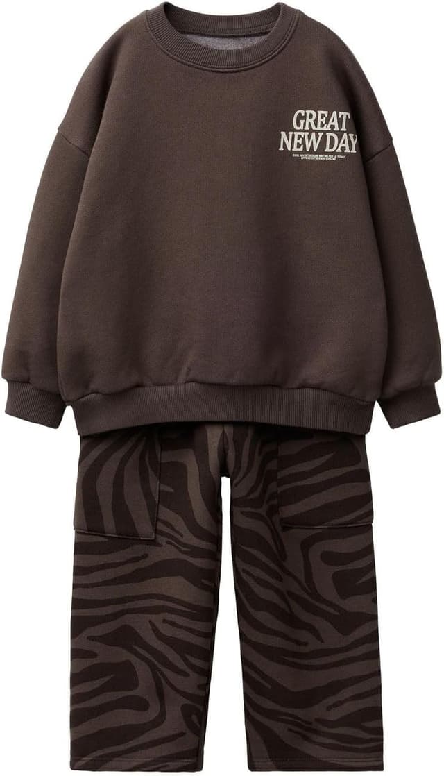 ست سوئیشرت و شلوار زنانه Zara مدل Kdo پلوش چاپدار خاکی ست سوئیشرت و شلوار زنانه Zara مدل Kdo پلوش چاپدار خاکی