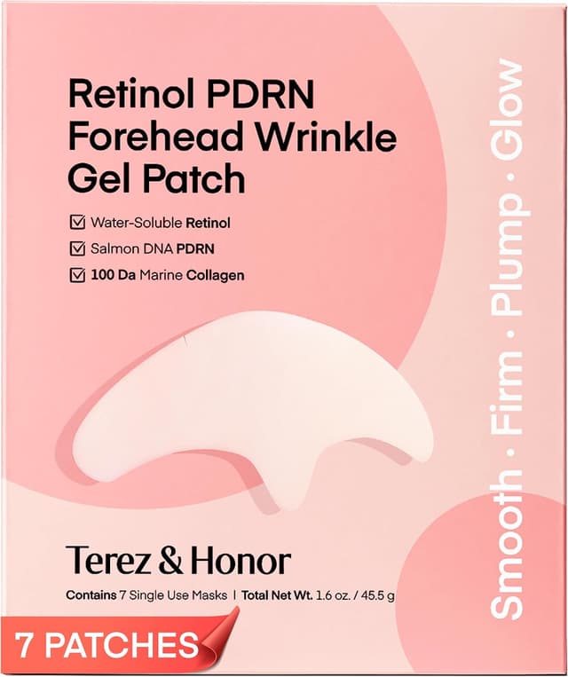 پچ هیدروژلی ضدچروک پیشانی و بین ابروها TEREZ & HONOR حاوی Retinol و PDRN، 7 ورق پچ هیدروژلی ضدچروک پیشانی و بین ابروها TEREZ & HONOR حاوی Retinol و PDRN، 7 ورق