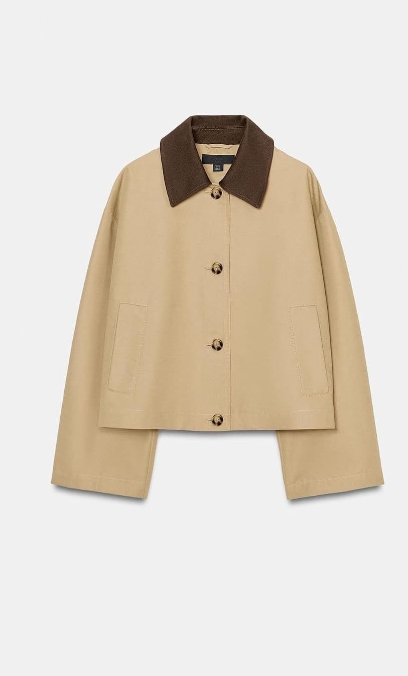 ترنچ کت مردانه Zara کوتاه یقه کنتراست ترنچ کت مردانه Zara کوتاه یقه کنتراست