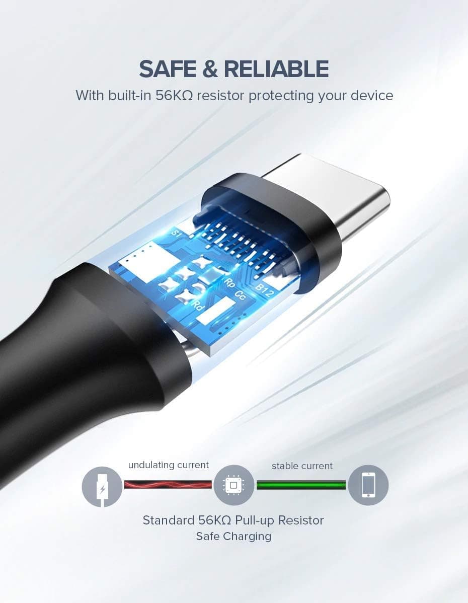 کابل شارژ و انتقال داده USB Type-C UGREEN سفید 1 Metre کابل شارژ و انتقال داده USB Type-C UGREEN سفید 1 Metre