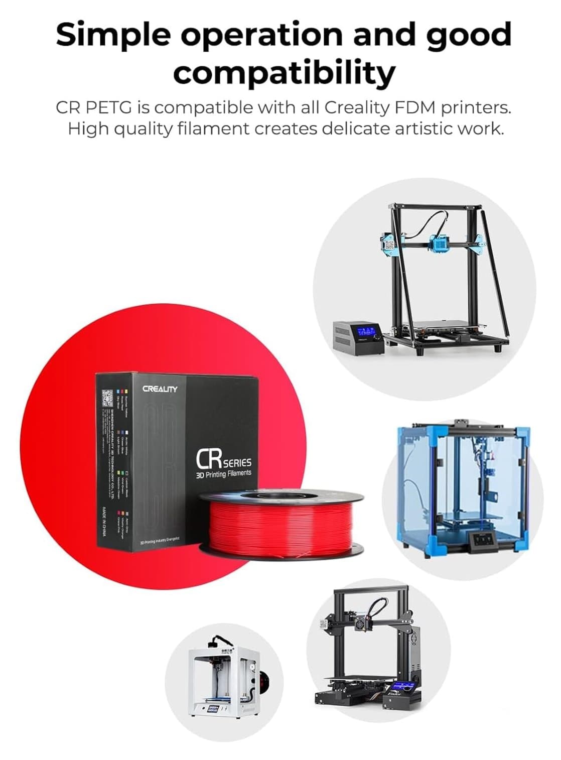 فیلامنت Creality خاکستری PETG 1 kg 1.75mm مدل CR-PETG فیلامنت Creality خاکستری PETG 1 kg 1.75mm مدل CR-PETG