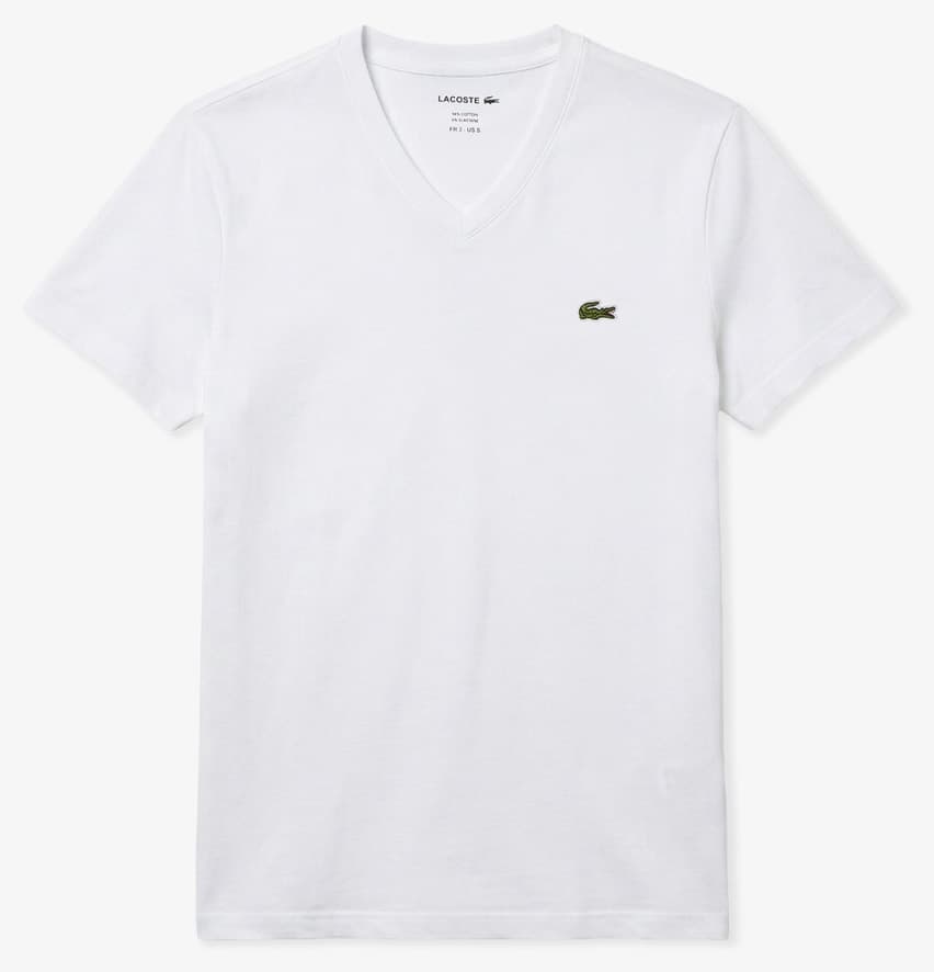 تیشرت مردانه Lacoste فیت اسلیم یقه هفت سفید تیشرت مردانه Lacoste فیت اسلیم یقه هفت سفید