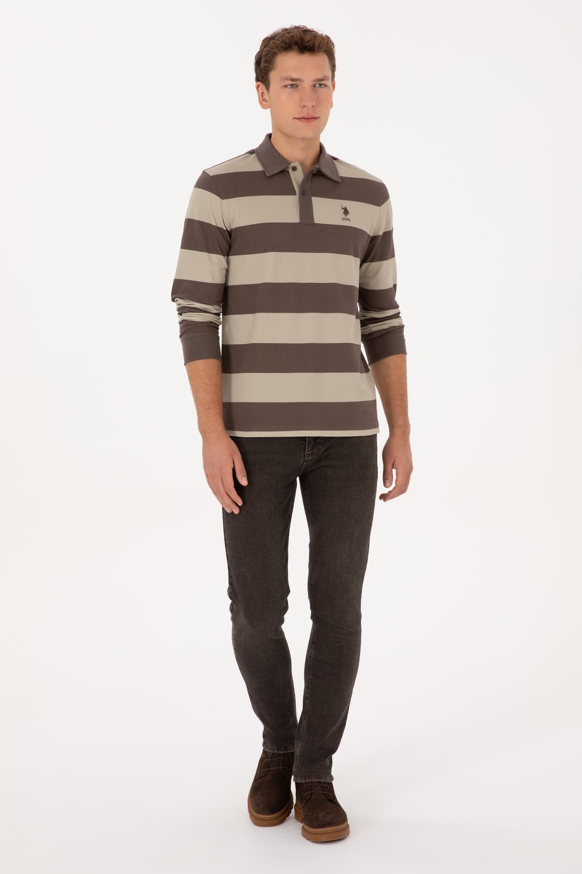 سوئیشرت مردانه U.S. Polo Assn. فیت معمولی یقه پولو قهوهای روشن مدل 50316467-VR052 سوئیشرت مردانه U.S. Polo Assn. فیت معمولی یقه پولو قهوهای روشن مدل 50316467-VR052