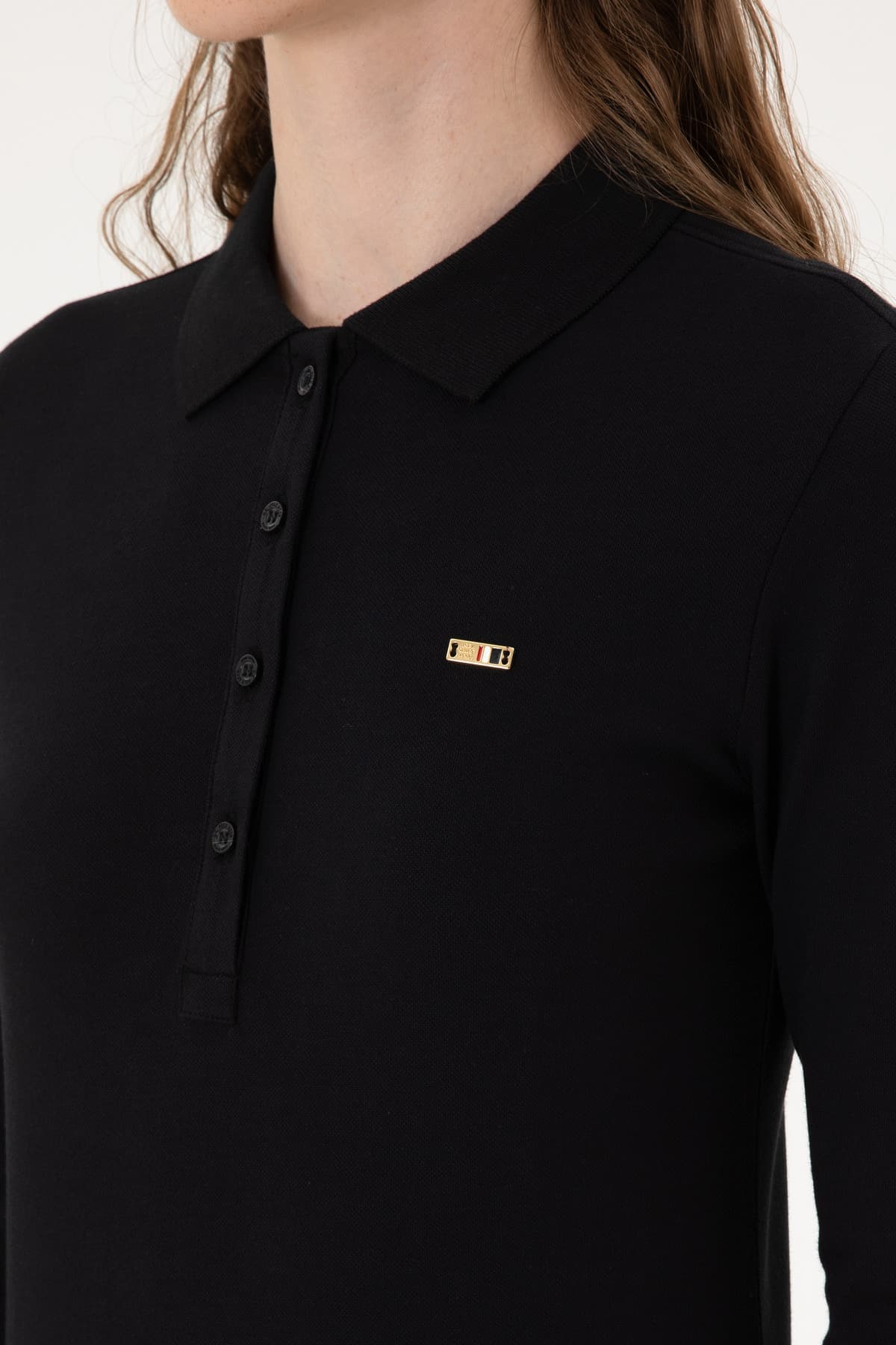 سویشرت زنانه یقه پولو مشکی ساده U.S. Polo Assn. مدل 50313593-VR046 سویشرت زنانه یقه پولو مشکی ساده U.S. Polo Assn. مدل 50313593-VR046