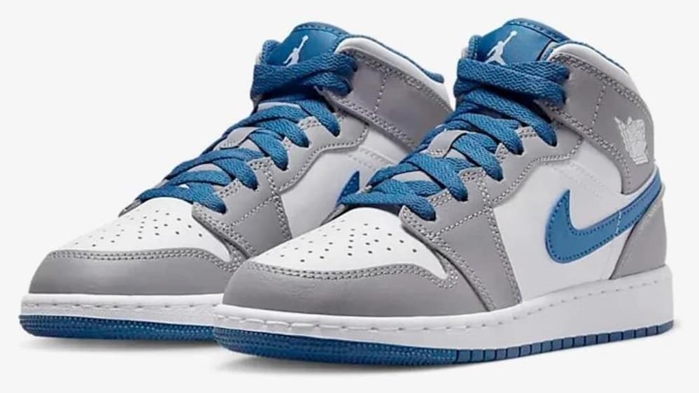 کفش بسکتبال زنانه Nike آبی سیمانی Air Jordan 1 Mid True GS کفش بسکتبال زنانه Nike آبی سیمانی Air Jordan 1 Mid True GS