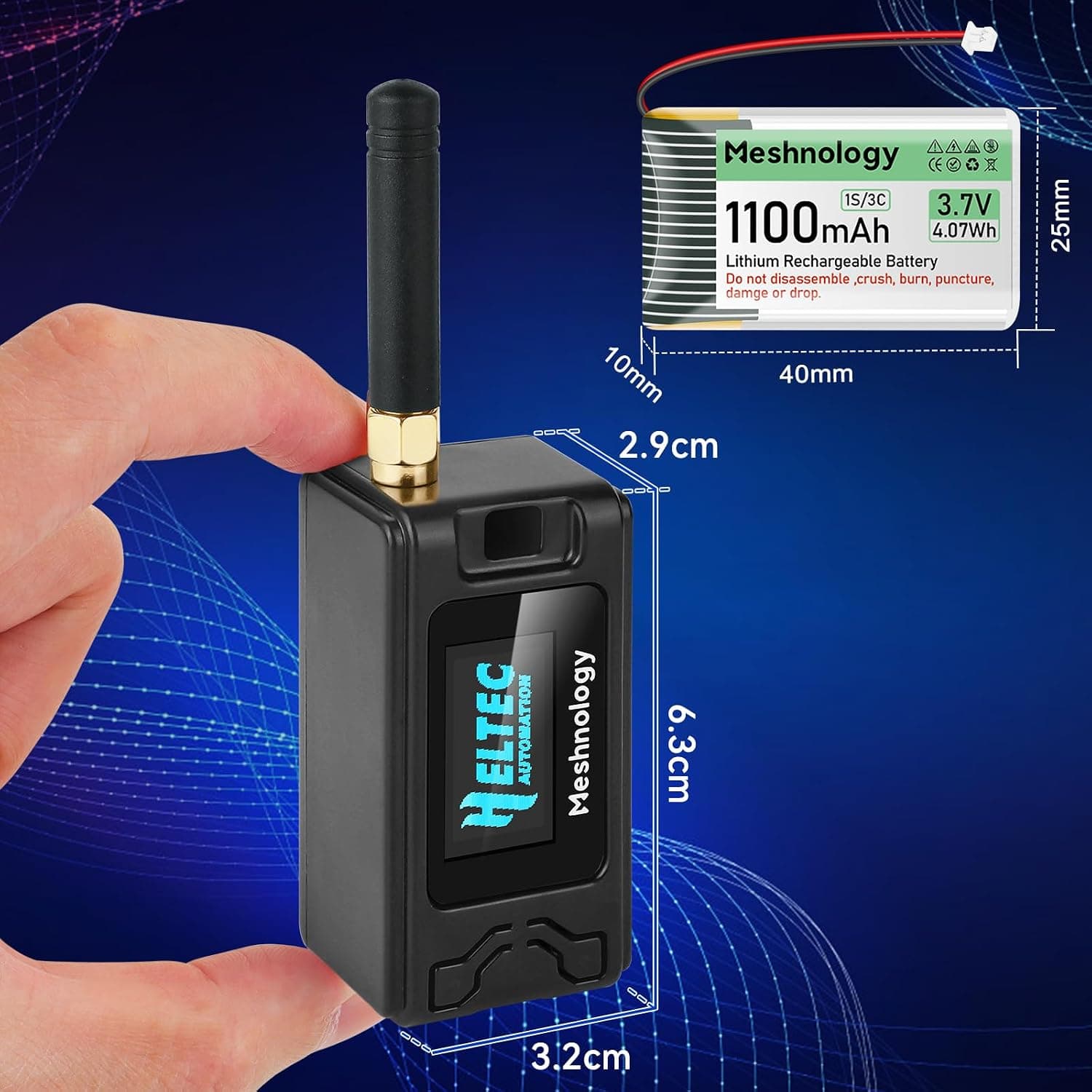 برد ESP32 LoRa V3 Meshnology با باتری 1100mAh مدل N30 مشکی برد ESP32 LoRa V3 Meshnology با باتری 1100mAh مدل N30 مشکی