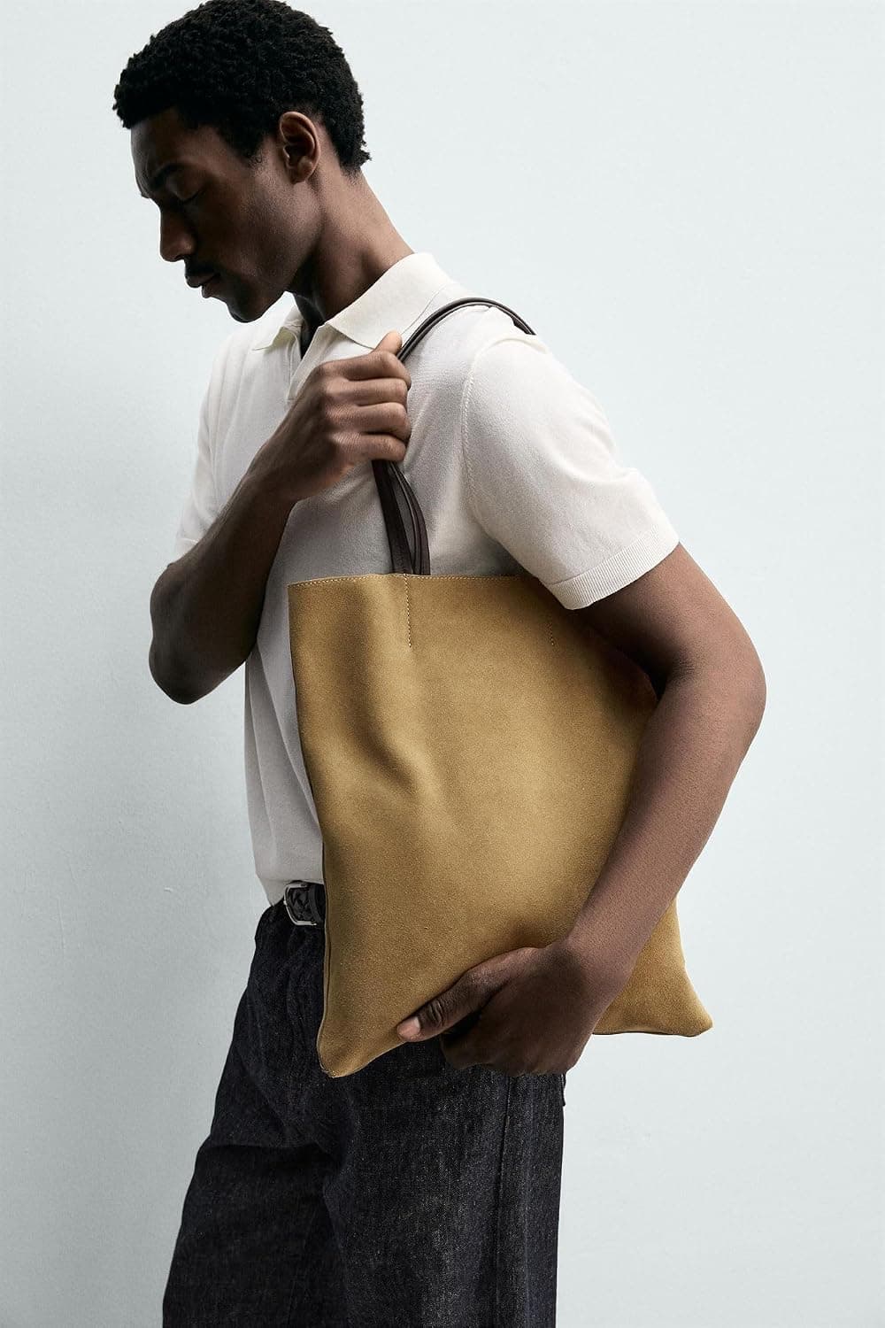 کیف Tote چرمی زنانه Zara قهوهای توتونی کیف Tote چرمی زنانه Zara قهوهای توتونی