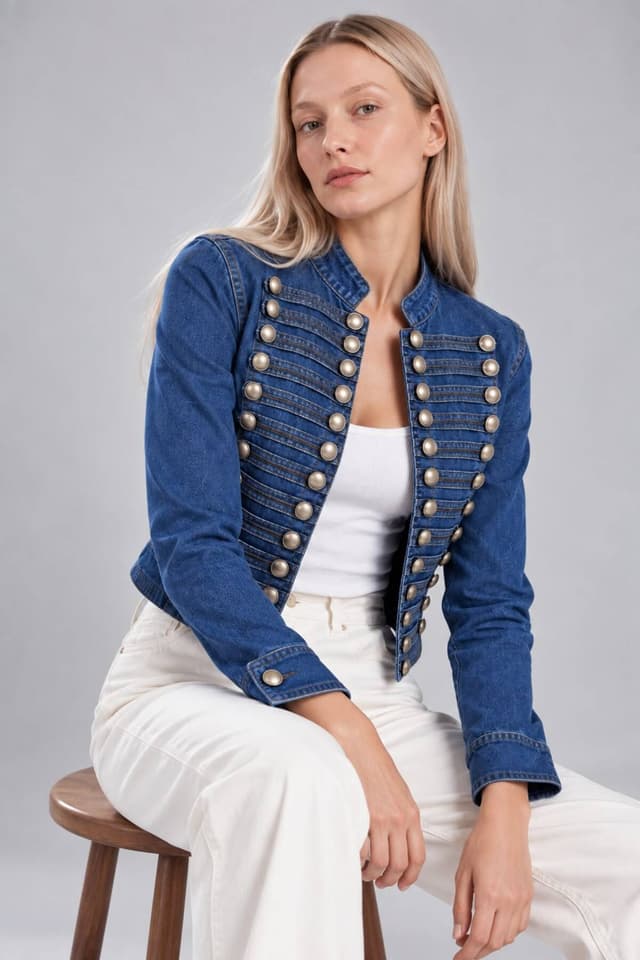 ژاکت زنانه shop با جزئیات دکمه ناپلئونی ژاکت زنانه shop با جزئیات دکمه ناپلئونی