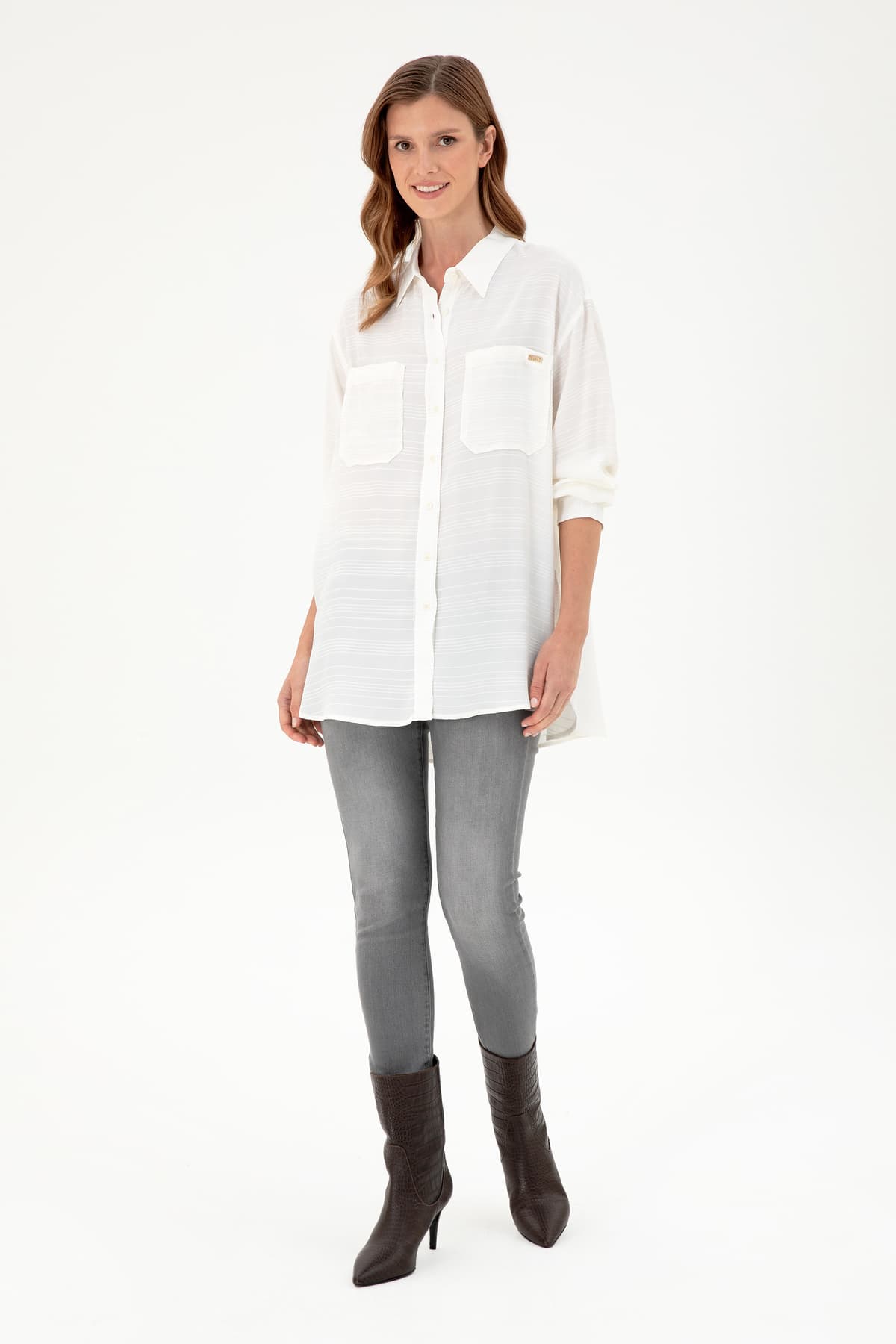 پیراهن زنانه U.S. Polo Assn. آستینبلند کرم مدل 50291095-VR071 پیراهن زنانه U.S. Polo Assn. آستینبلند کرم مدل 50291095-VR071
