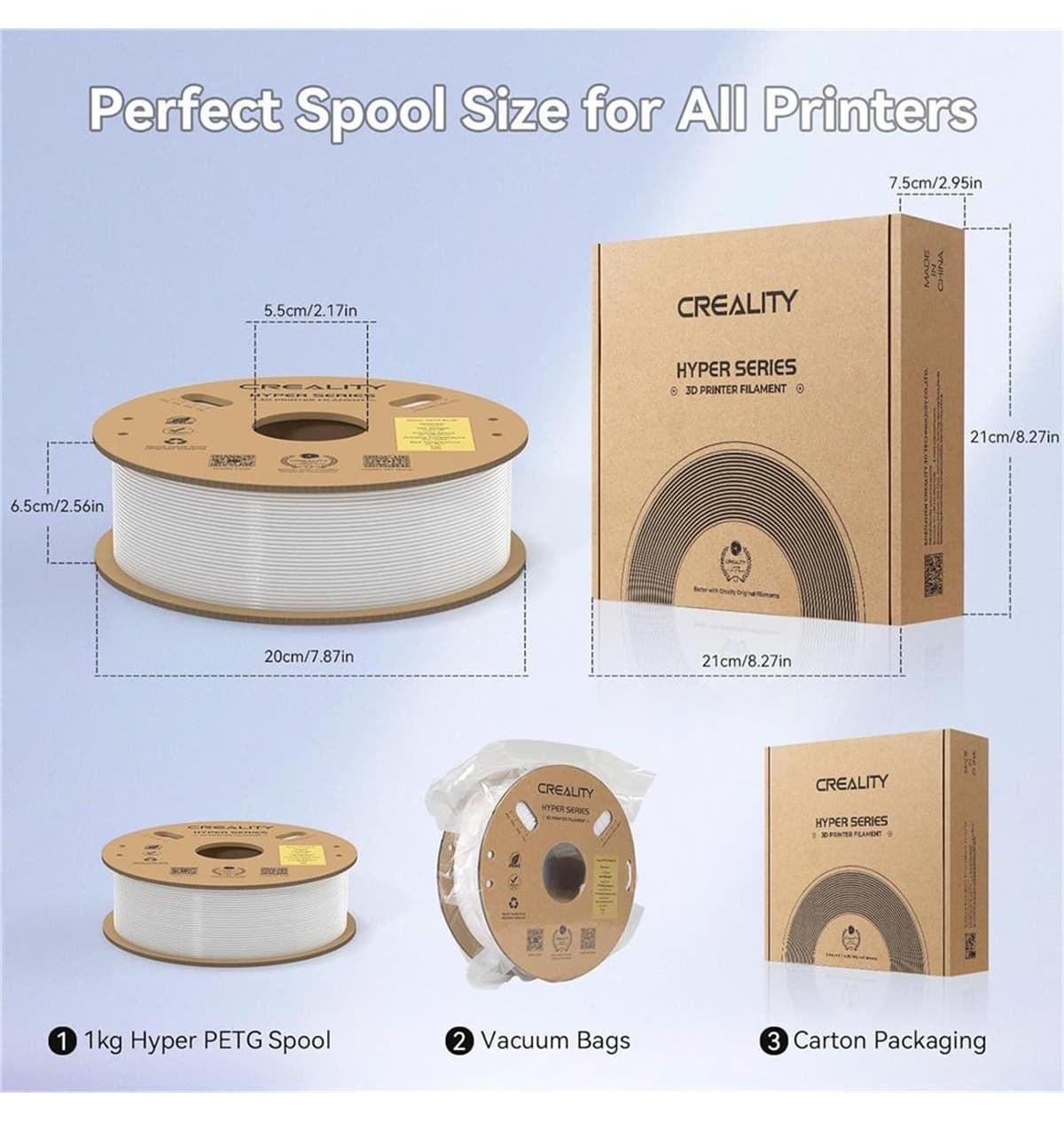 فیلامنت PETG Creality Hyper سفید 1.75mm 1Kg فیلامنت PETG Creality Hyper سفید 1.75mm 1Kg