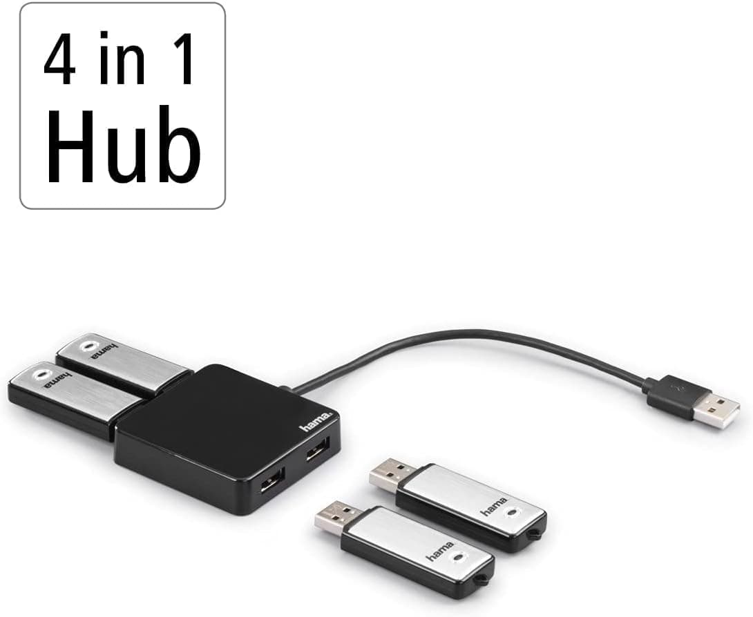 هاب USB Hama مشکی 4 پورت USB 2.0 480 Gbps مدل 00200121 هاب USB Hama مشکی 4 پورت USB 2.0 480 Gbps مدل 00200121