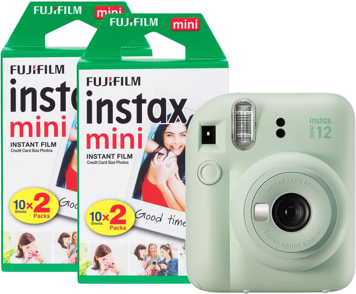 دوربین فوری instax Fujifilm سبز نعنایی با بسته فیلم 40 شاتی مدل Mini 12 دوربین فوری instax Fujifilm سبز نعنایی با بسته فیلم 40 شاتی مدل Mini 12