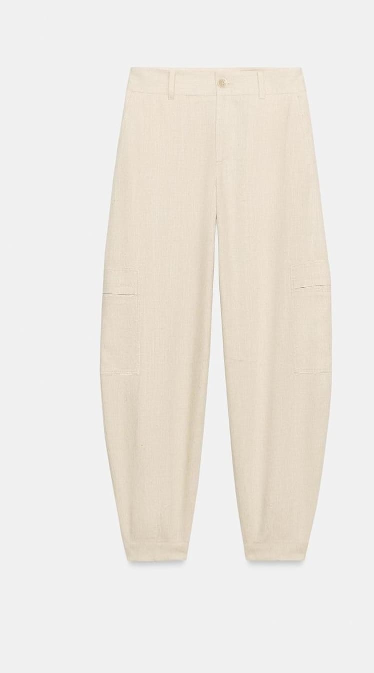 شلوار کارگو زنانه Zara بارل بژ روشن سایز L شلوار کارگو زنانه Zara بارل بژ روشن سایز L