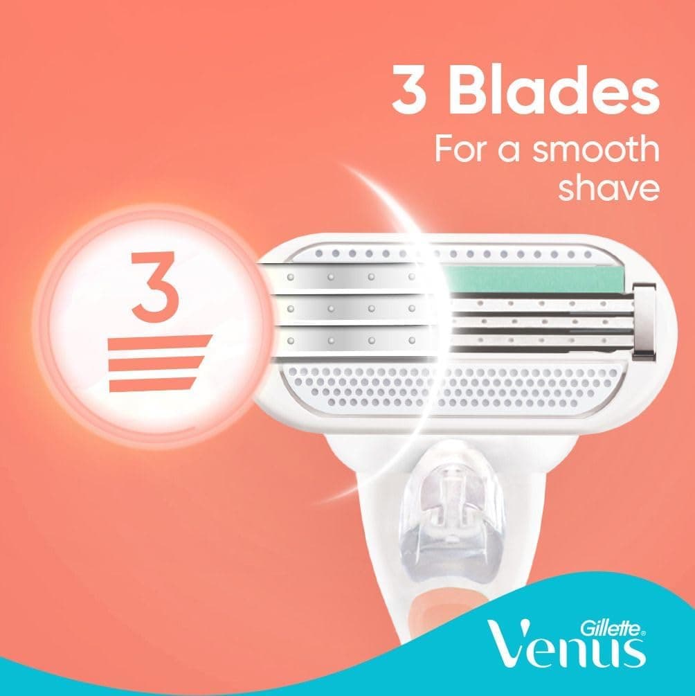 تیغ اصلاح زنانه Gillette Venus Smooth Sensitive قابل تعویض با 1 دسته و 2 تیغ یدکی تیغ اصلاح زنانه Gillette Venus Smooth Sensitive قابل تعویض با 1 دسته و 2 تیغ یدکی