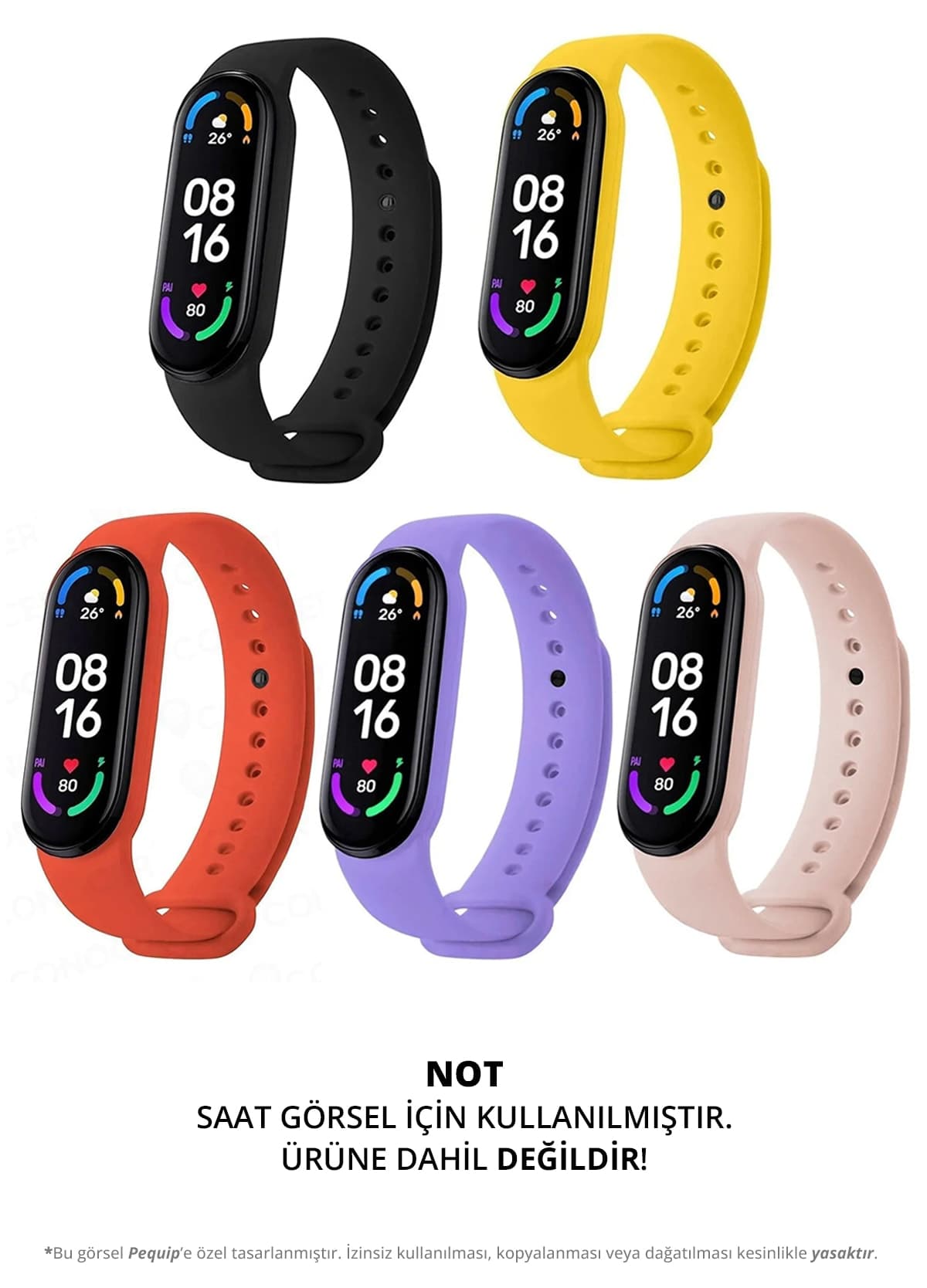 بند سیلیکونی CONOCER سازگار با Mi Band 5 و 6 ست 5 تایی بند سیلیکونی CONOCER سازگار با Mi Band 5 و 6 ست 5 تایی