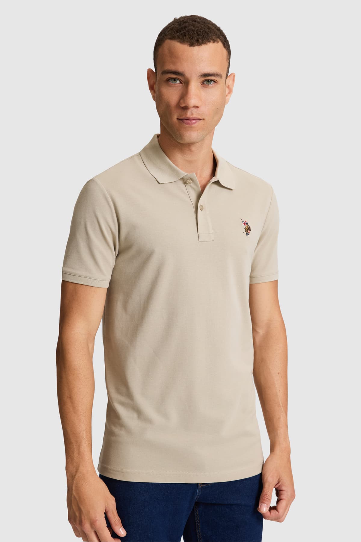 تیشرت مردانه U.S. Polo Assn. یقه پولو فیت معمولی بیسیک خاکی روشن مدل 50326972-VR183 تیشرت مردانه U.S. Polo Assn. یقه پولو فیت معمولی بیسیک خاکی روشن مدل 50326972-VR183