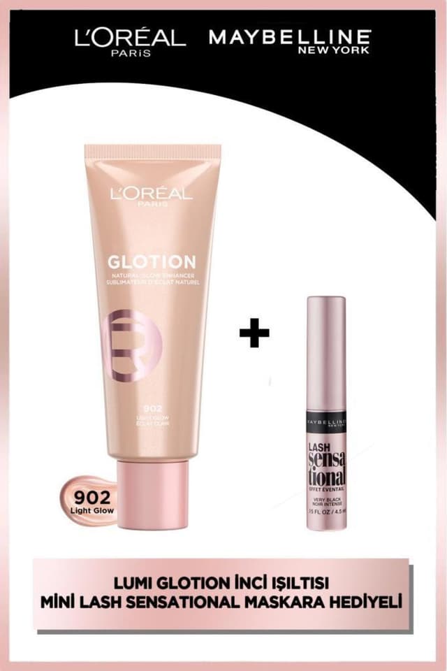 ست روشنکننده همهکاره و ریمل مینی L'Oreal Paris مدل Glotion 902 و Lash Sensational ست روشنکننده همهکاره و ریمل مینی L'Oreal Paris مدل Glotion 902 و Lash Sensational