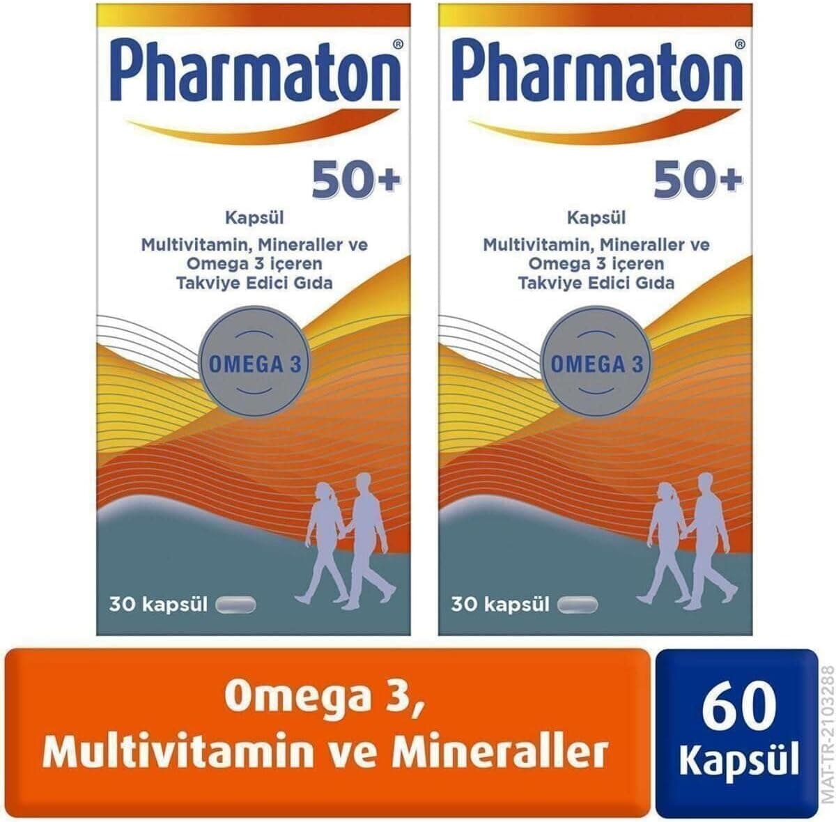 مکمل ویتامین و معدنی Pharmaton 50+ با Omega 3 بسته 2 تایی 30 کپسولی مکمل ویتامین و معدنی Pharmaton 50+ با Omega 3 بسته 2 تایی 30 کپسولی