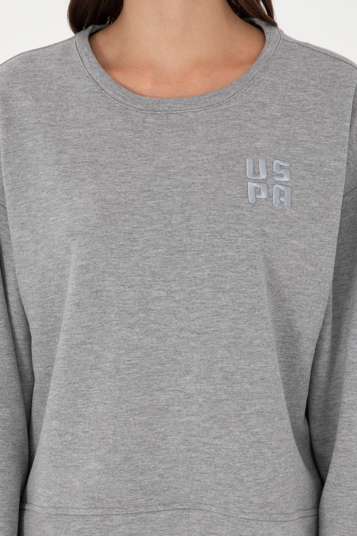 سویشرت زنانه U.S. Polo Assn. یقه گرد بیسیک طوسی ملانژ مدل 50296919-VR086 سویشرت زنانه U.S. Polo Assn. یقه گرد بیسیک طوسی ملانژ مدل 50296919-VR086