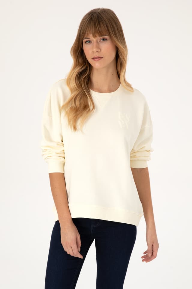 سوئیشرت زنانه U.S. Polo Assn. کرمی یقه گرد مدل 50307787-VR256 سوئیشرت زنانه U.S. Polo Assn. کرمی یقه گرد مدل 50307787-VR256
