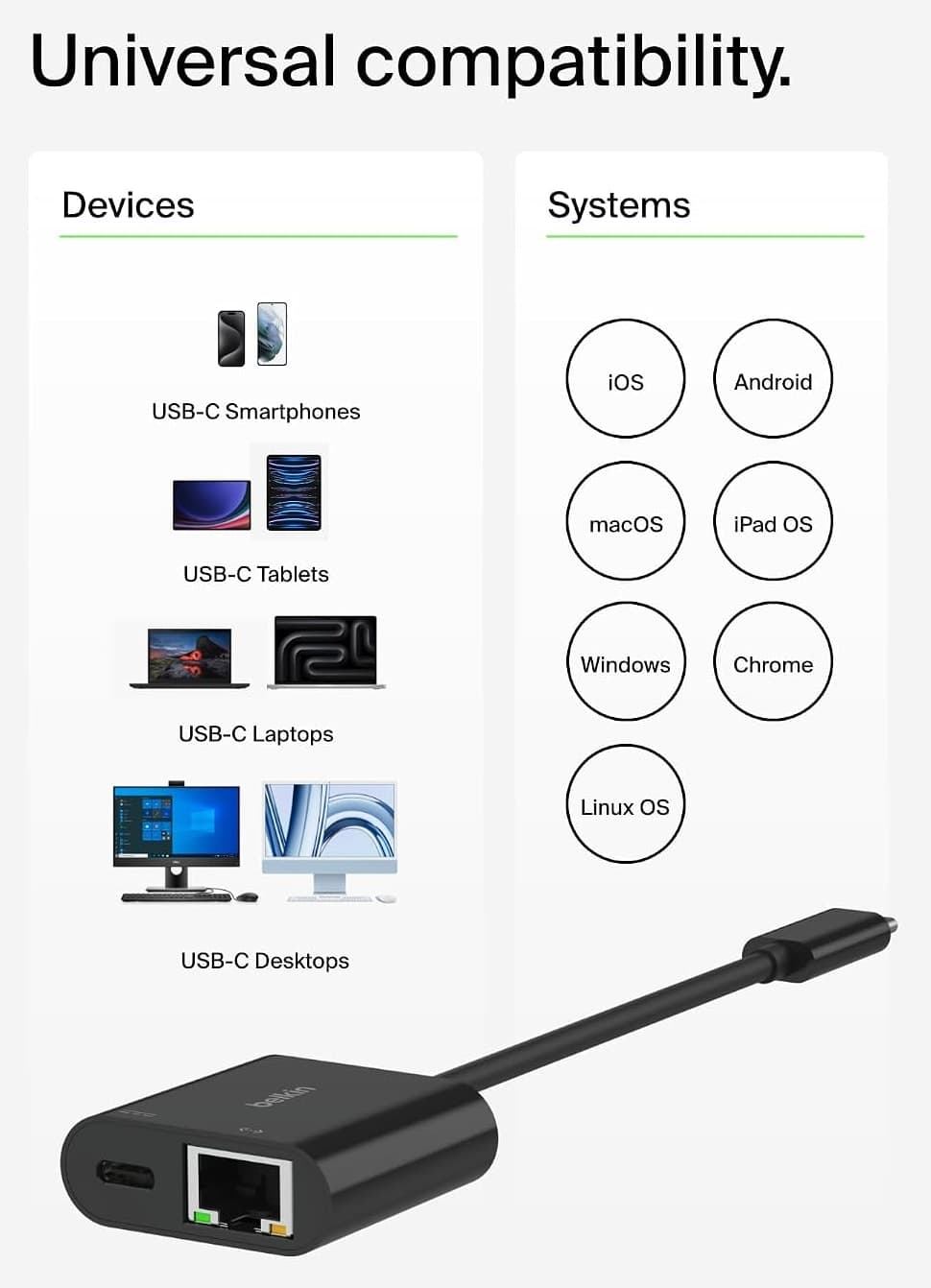 آداپتور Belkin Connect مبدل USB-C به اترنت و شارژ 100W با پورت Gigabit Ethernet آداپتور Belkin Connect مبدل USB-C به اترنت و شارژ 100W با پورت Gigabit Ethernet
