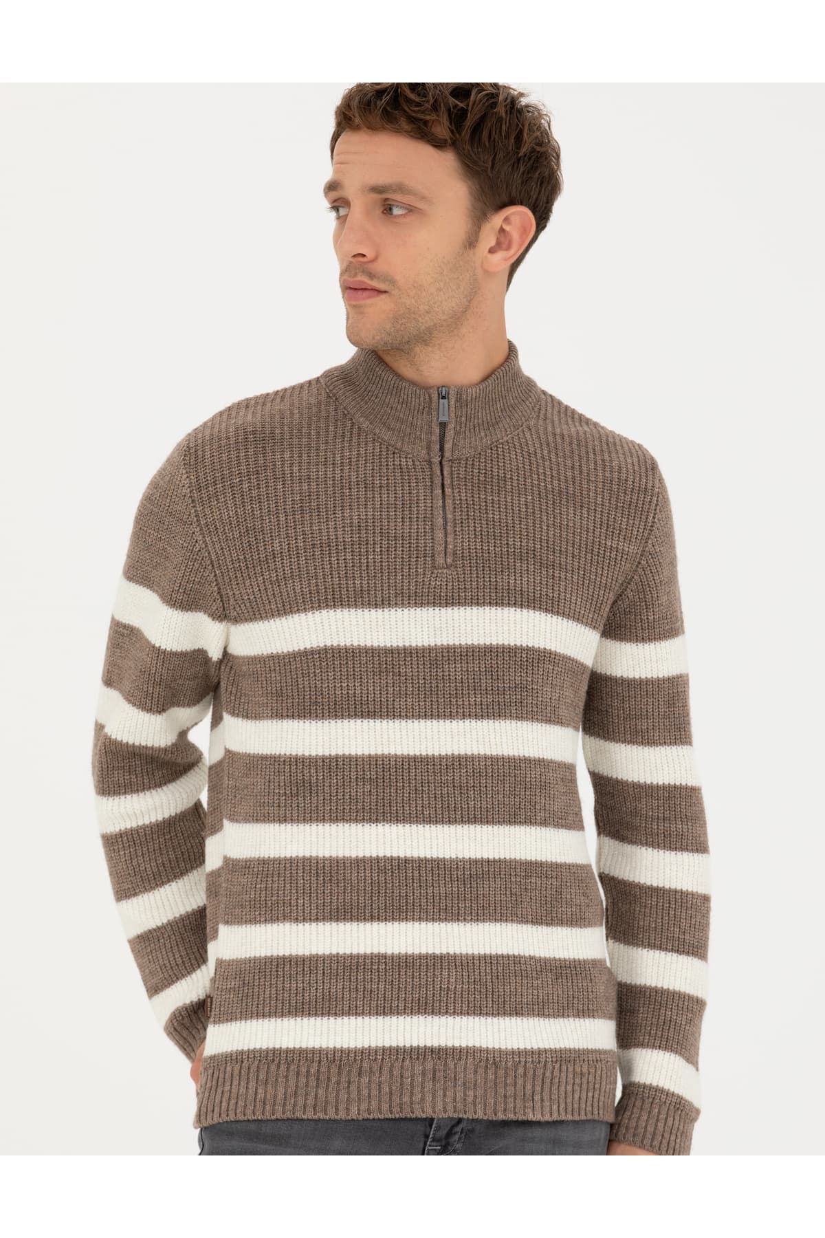 پلیور مردانه Pierre Cardin اسلیم فیت یقه ایستاده زیپدار ملانژ مینک مدل 50278101-VR174 پلیور مردانه Pierre Cardin اسلیم فیت یقه ایستاده زیپدار ملانژ مینک مدل 50278101-VR174