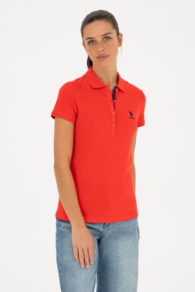 تیشرت زنانه یقهپولو U.S. Polo Assn. ساده قرمز مدل 50262698-VR030 تیشرت زنانه یقهپولو U.S. Polo Assn. ساده قرمز مدل 50262698-VR030