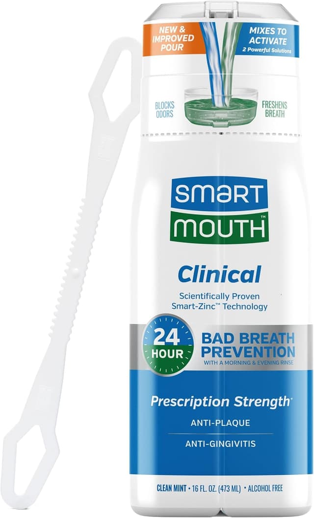 دهانشویه بالینی SmartMouth حاوی روی فعال با تمیزکننده زبان، 16 fl oz دهانشویه بالینی SmartMouth حاوی روی فعال با تمیزکننده زبان، 16 fl oz