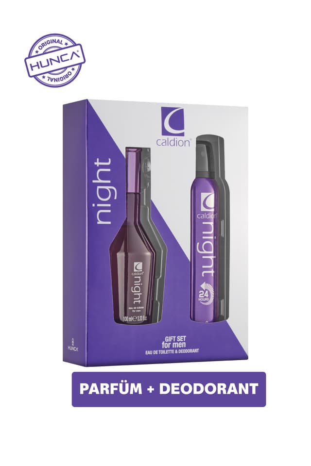 ست عطر مردانه Caldion Night شامل EDT 100 ml و دئودورانت 150 ml ست عطر مردانه Caldion Night شامل EDT 100 ml و دئودورانت 150 ml