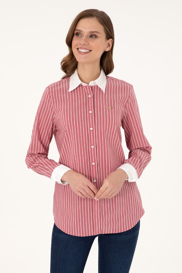 پیراهن تونیک زنانه U.S. Polo Assn. راهراه آلبالویی آستین بلند مدل 50297107-VR223 پیراهن تونیک زنانه U.S. Polo Assn. راهراه آلبالویی آستین بلند مدل 50297107-VR223