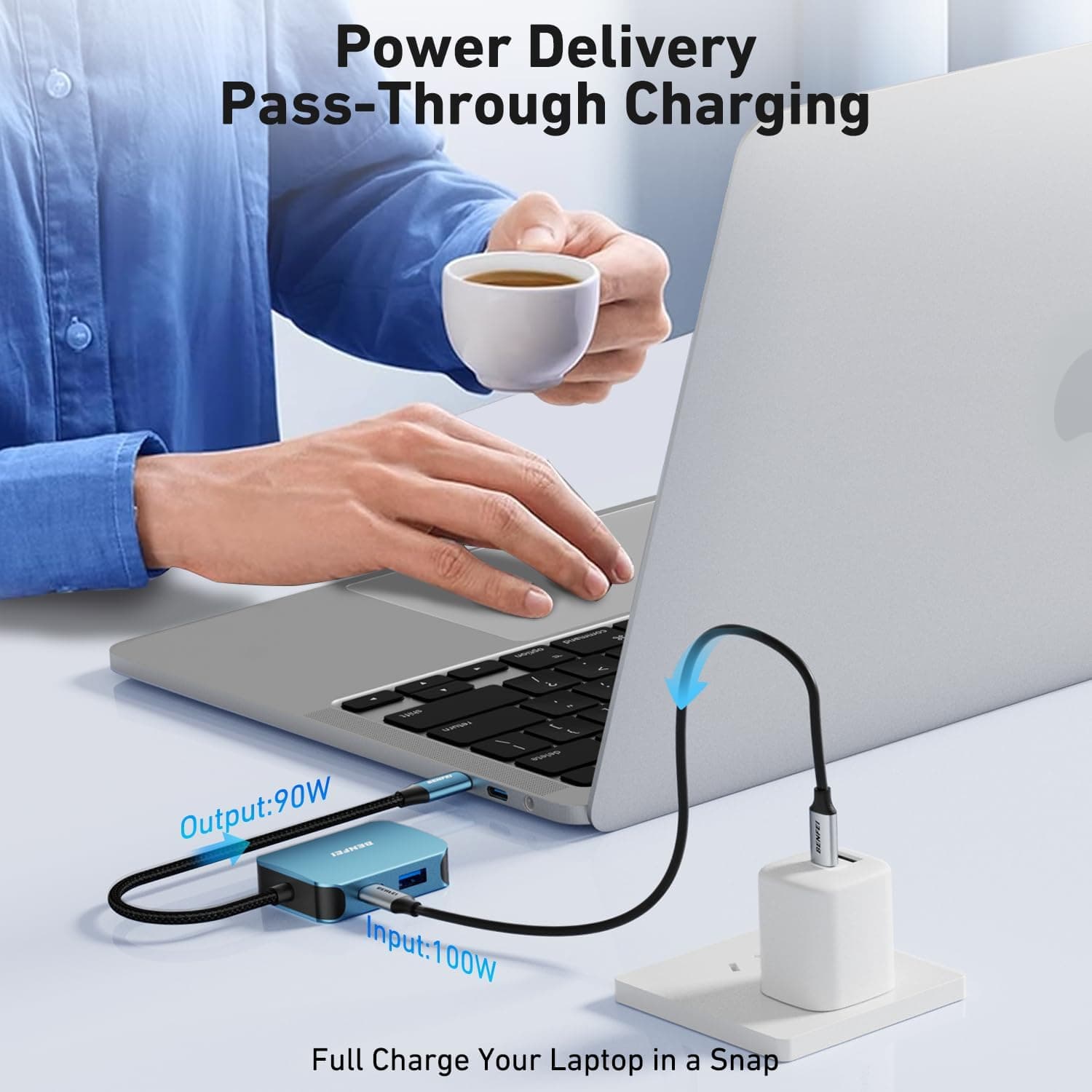 هاب USB C چهارکاره BENFEI مبدل HDMI و VGA با USB Type-C Power Delivery هاب USB C چهارکاره BENFEI مبدل HDMI و VGA با USB Type-C Power Delivery