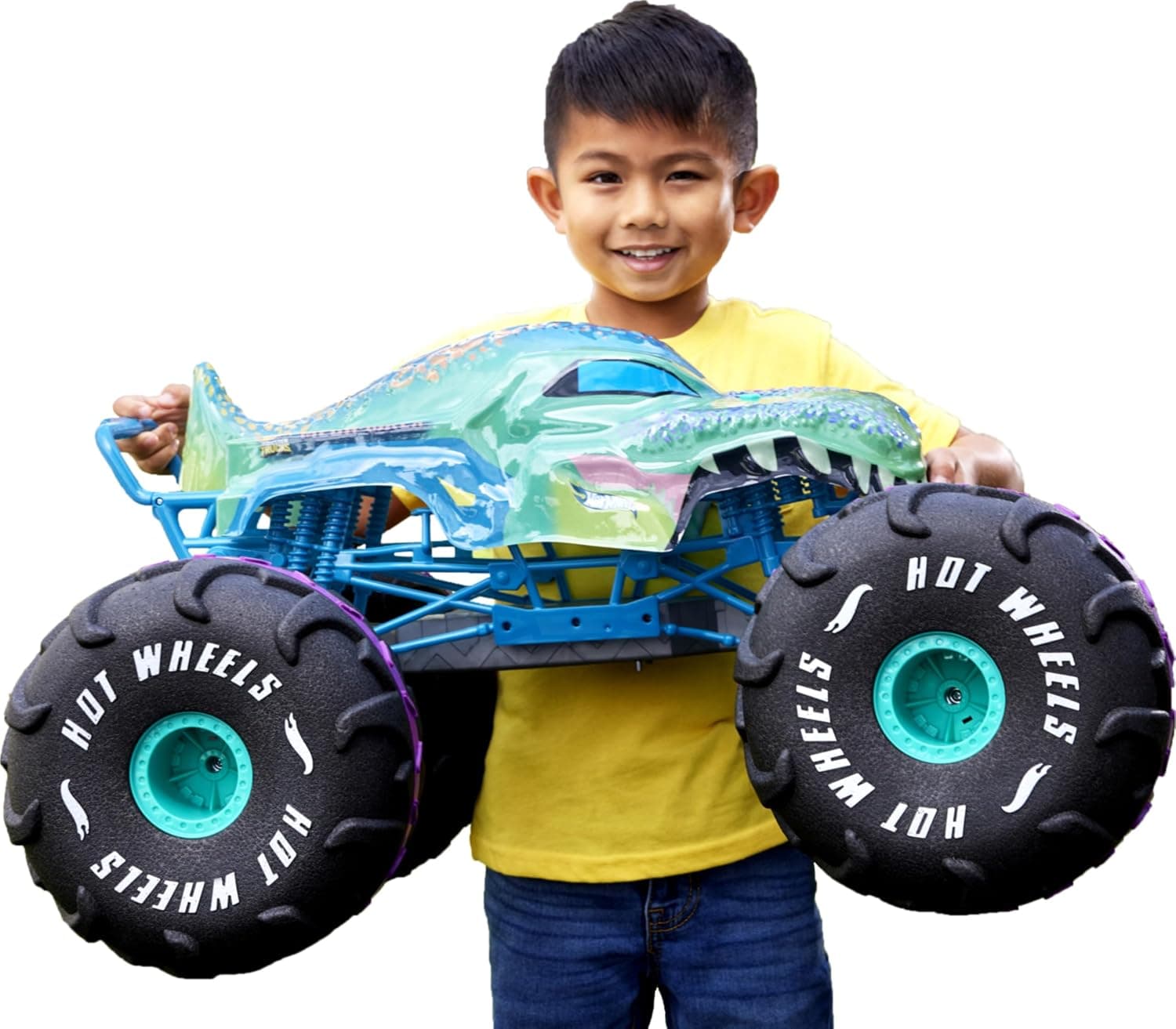 ماشین کنترلی Hot Wheels Monster Trucks Mega-Wrex با مقیاس 1:15، چراغ و صدا، مدل باتریخور ماشین کنترلی Hot Wheels Monster Trucks Mega-Wrex با مقیاس 1:15، چراغ و صدا، مدل باتریخور