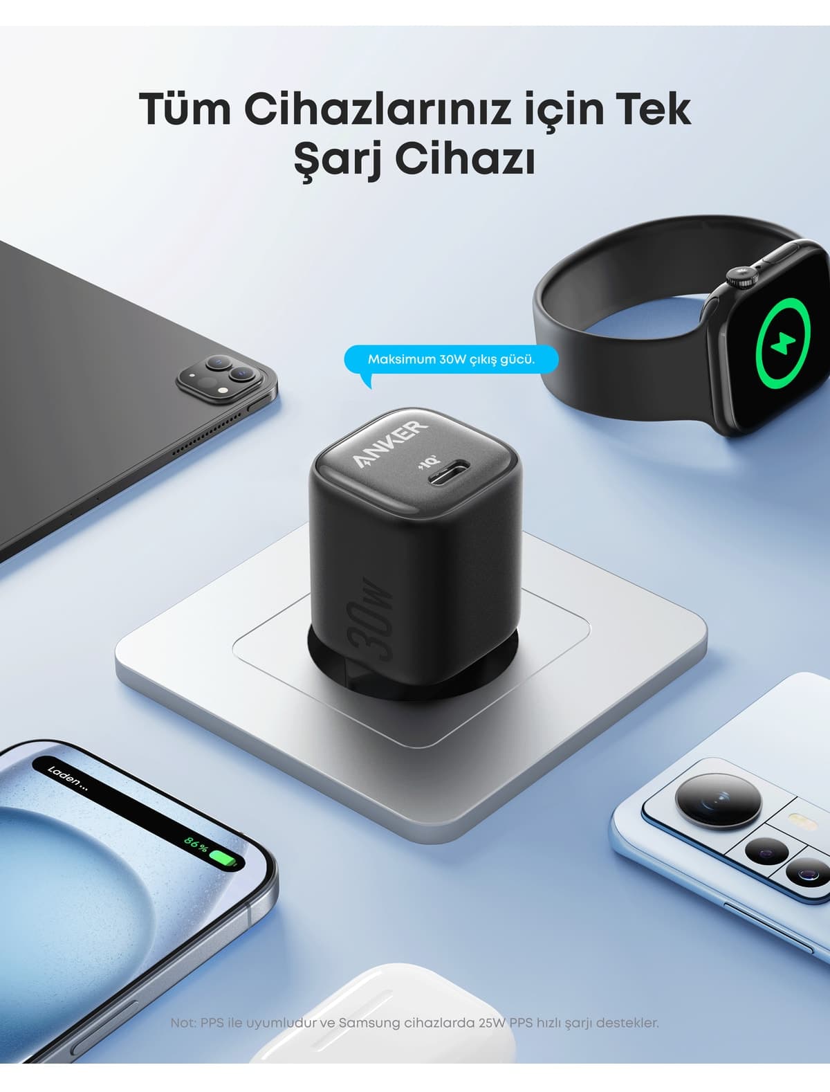 شارژر Anker Zolo 30W USB-C GaN کامپکت مشکی مدل A2698 شارژر Anker Zolo 30W USB-C GaN کامپکت مشکی مدل A2698
