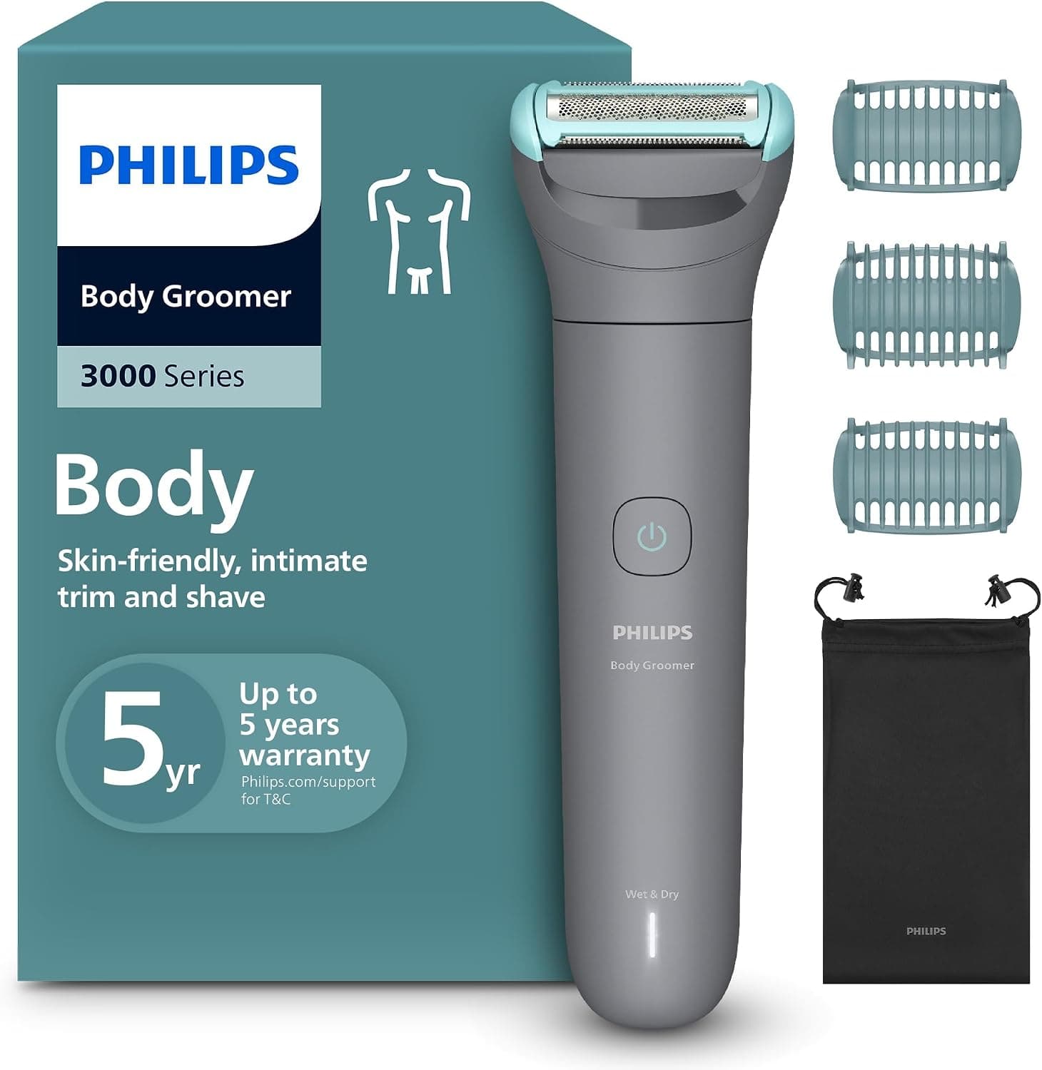 ماشین اصلاح بدن مردانه PHILIPS ضدآب با سری پشت و شانههای 2/3/5 mm مدل BG5480/15 ماشین اصلاح بدن مردانه PHILIPS ضدآب با سری پشت و شانههای 2/3/5 mm مدل BG5480/15