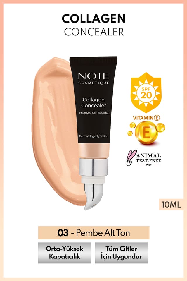 کنسیلر زیر چشم Note Cosmetics حاوی کلاژن SPF 20 رنگ 03 متوسط تیره کنسیلر زیر چشم Note Cosmetics حاوی کلاژن SPF 20 رنگ 03 متوسط تیره