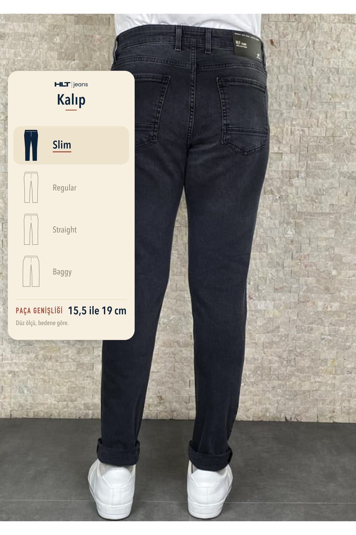 شلوار جین مردانه HLT JEANS آنتراسیت سنگشویی اسلیم فیت لایکرادار مدل HLTHE001947 شلوار جین مردانه HLT JEANS آنتراسیت سنگشویی اسلیم فیت لایکرادار مدل HLTHE001947