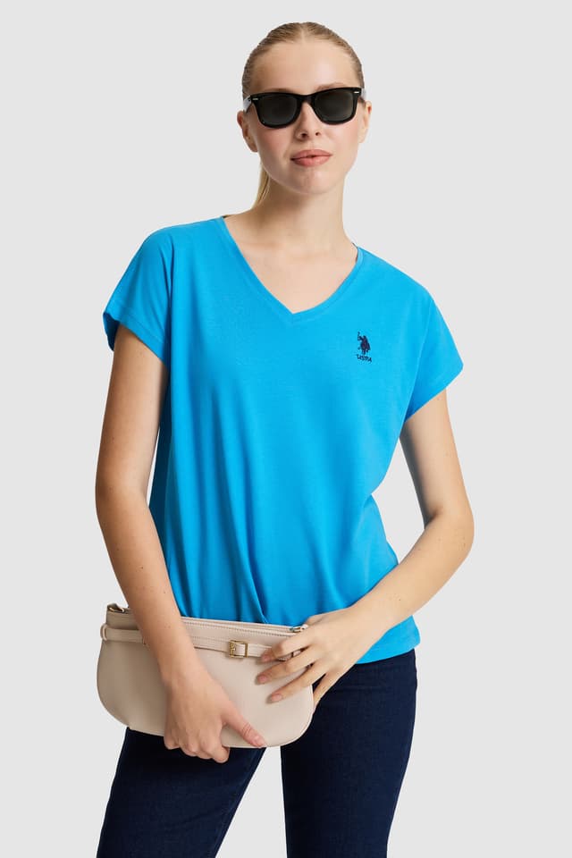 تیشرت زنانه U.S. Polo Assn. ساده یقه هفت کبالت مدل 50323541-VR077 تیشرت زنانه U.S. Polo Assn. ساده یقه هفت کبالت مدل 50323541-VR077