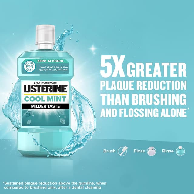 دهانشویه Listerine با طعم نعناع خنک و ملایم 500ml 2+1 Free دهانشویه Listerine با طعم نعناع خنک و ملایم 500ml 2+1 Free