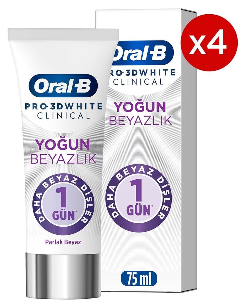 خمیر دندان Oral-B Pro 3D White Clinical سفیدکننده قوی درخشان 75 ml x 4 خمیر دندان Oral-B Pro 3D White Clinical سفیدکننده قوی درخشان 75 ml x 4