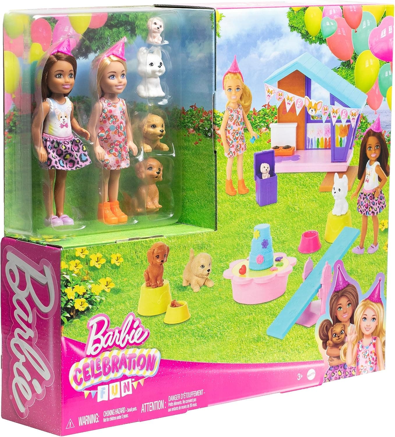 ست بازی تولد سگ کوچولوی Barbie Chelsea با 2 عروسک کوچک، لانه سگ، تولهسگها و بیش از 15 اکسسوری جشن مدل HJY88 ست بازی تولد سگ کوچولوی Barbie Chelsea با 2 عروسک کوچک، لانه سگ، تولهسگها و بیش از 15 اکسسوری جشن مدل HJY88