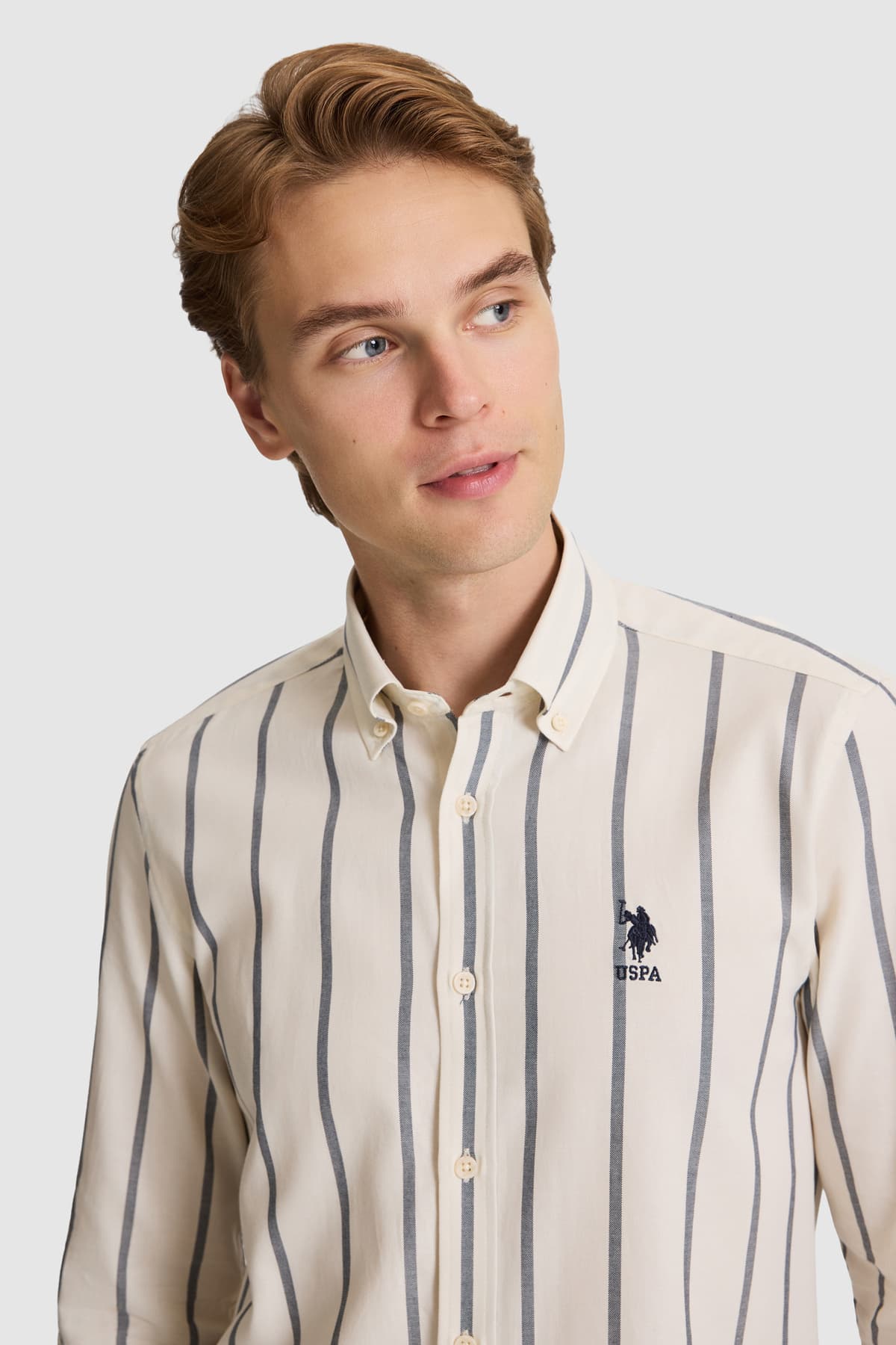 پیراهن مردانه U.S. Polo Assn. راهراه آستینبلند سرمهای روشن مدل 50322170-VR059 پیراهن مردانه U.S. Polo Assn. راهراه آستینبلند سرمهای روشن مدل 50322170-VR059