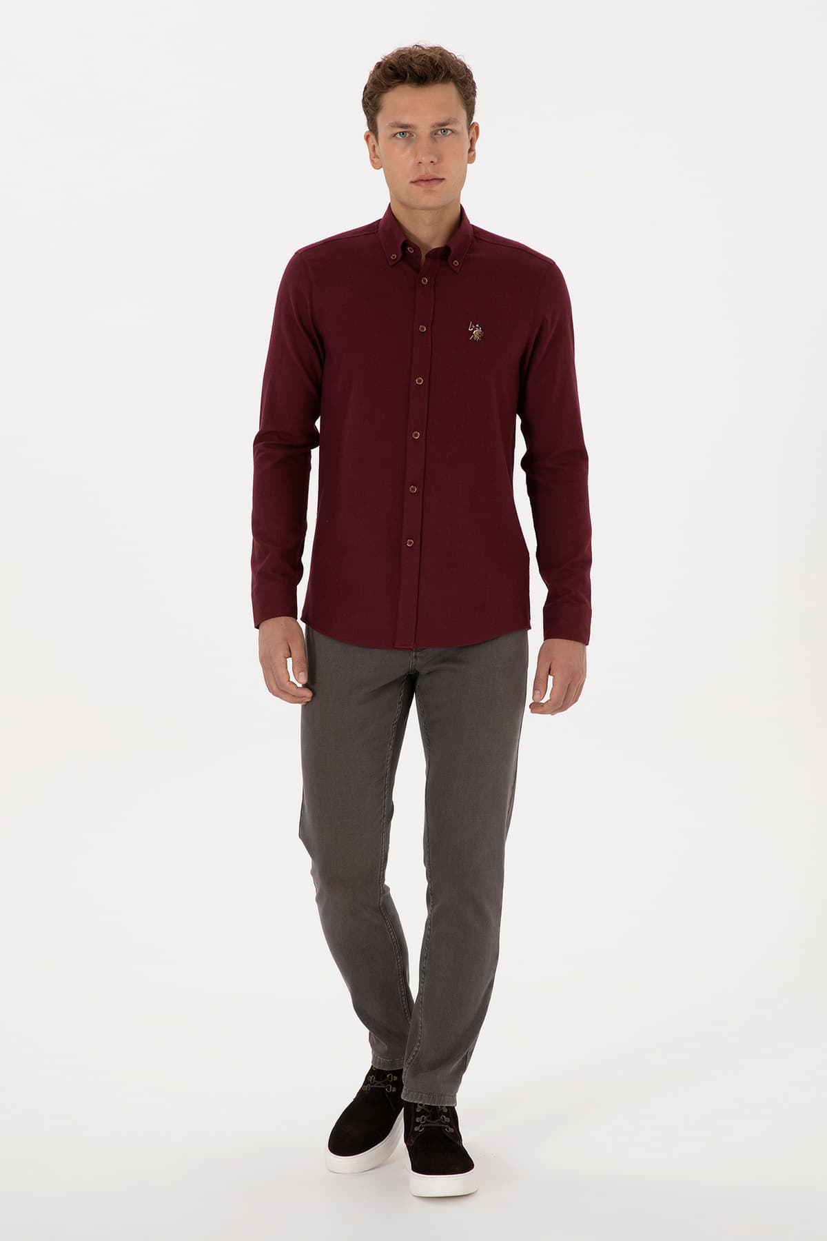 پیراهن مردانه آستینبلند ساده U.S. Polo Assn. زرشکی مدل 50307686-VR014 پیراهن مردانه آستینبلند ساده U.S. Polo Assn. زرشکی مدل 50307686-VR014