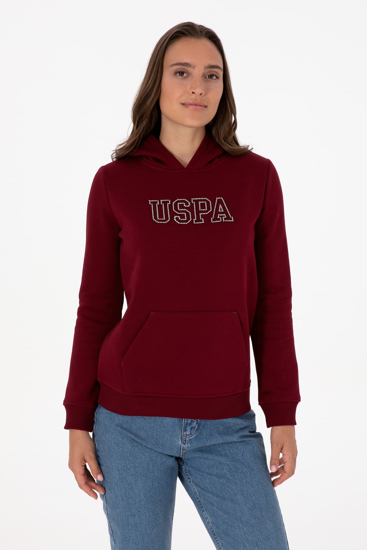 سوئیشرت زنانه U.S. Polo Assn. کلاهدار شاردون زرشکی مدل 50313566-VR014 سوئیشرت زنانه U.S. Polo Assn. کلاهدار شاردون زرشکی مدل 50313566-VR014