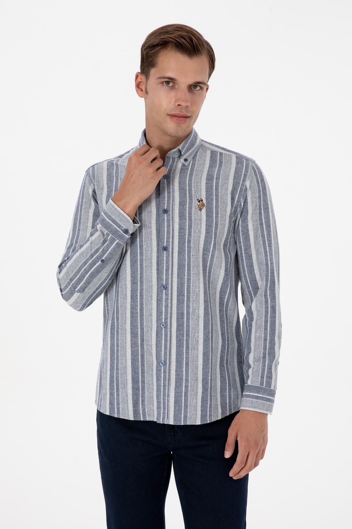 پیراهن مردانه U.S. Polo Assn. راهراه آستینبلند سرمهای مدل 50316565-VR033 پیراهن مردانه U.S. Polo Assn. راهراه آستینبلند سرمهای مدل 50316565-VR033