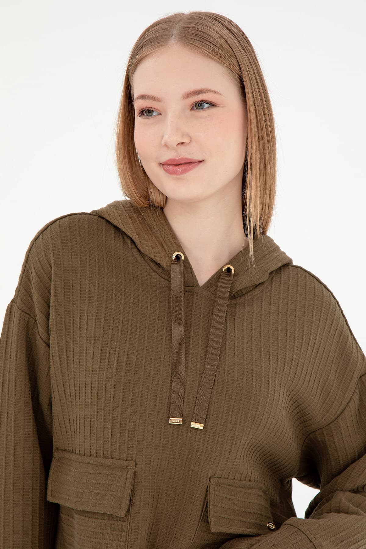 سوئیشرت زنانه U.S. Polo Assn. کلاهدار خاکی مدل 50297202-VR027 سوئیشرت زنانه U.S. Polo Assn. کلاهدار خاکی مدل 50297202-VR027