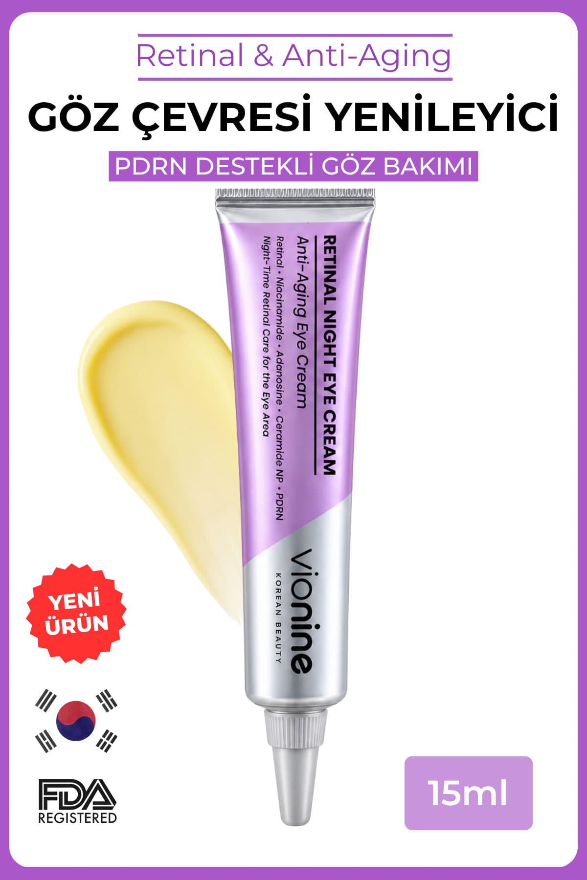 کرم دور چشم شبانه Vio nine مدل Vionine Retinal A کرم دور چشم شبانه Vio nine مدل Vionine Retinal A