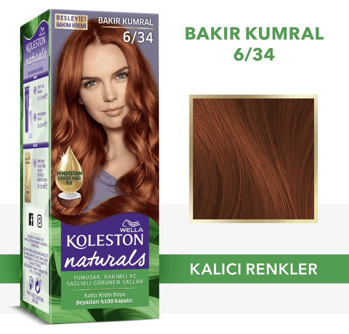 رنگ موی زنانه Wella Koleston Naturals مدل 6/34 مسی قهوهای رنگ موی زنانه Wella Koleston Naturals مدل 6/34 مسی قهوهای